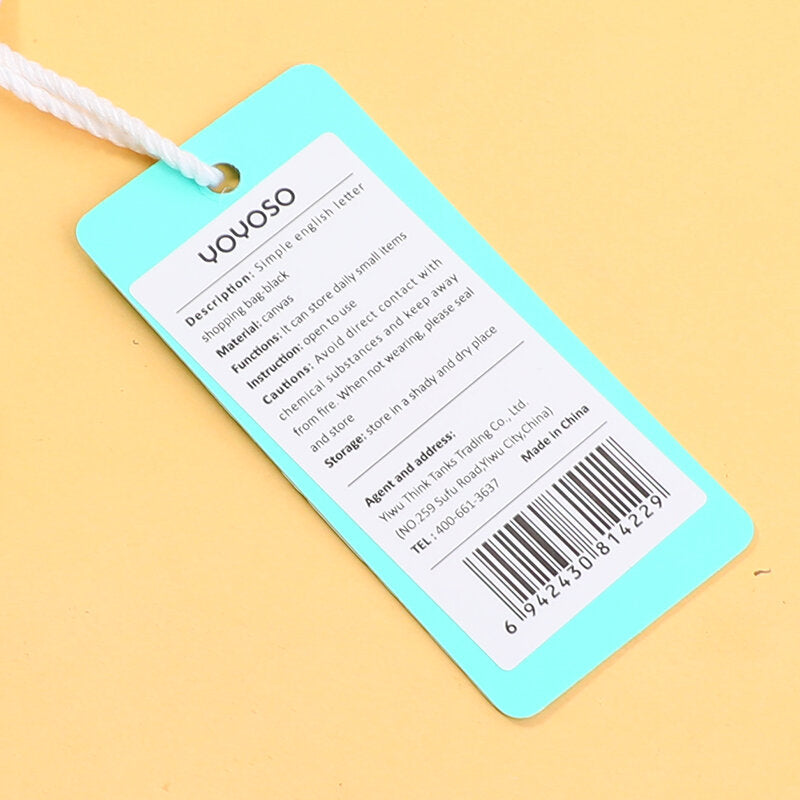 Lettera inglese semplice borsa della spesa-nero