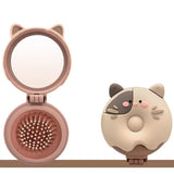 Pettine pieghevole in stile cartone animato con specchio