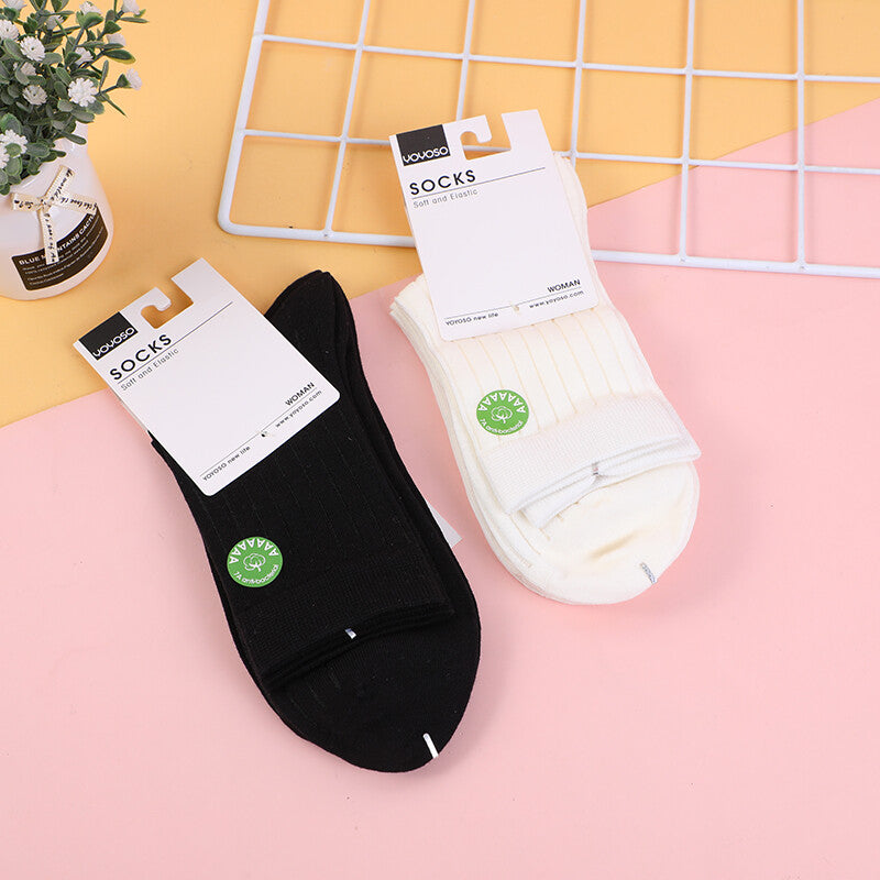 Calzini a metà polpaccio a righe semplici per donna - due paia