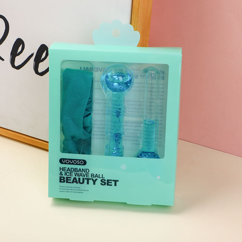 Set di bellezza con fascia per capelli e sfera con onde di ghiaccio