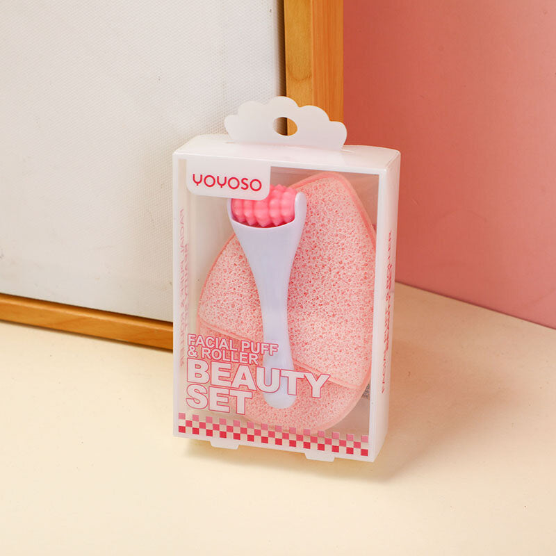 Set di bellezza con spugna e rullo per il viso