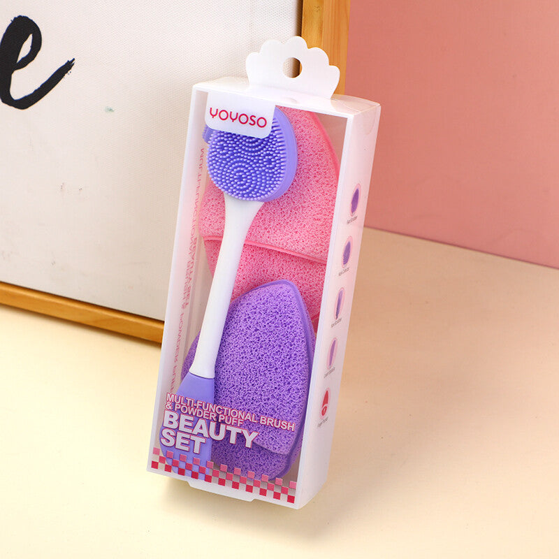 Set di bellezza con pennello multifunzionale e piumino per cipria