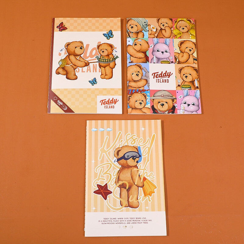 Quaderno per sutura serie TEDDY ISLAND A5 (confezione da 3 pezzi) - pagine con linea orizzontale 30 fogli