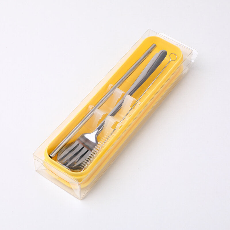 Set di posate con cucchiaio, forchetta e cannuccia Ruyi