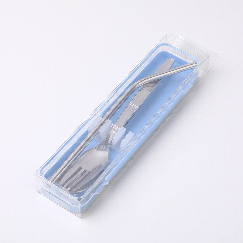 Set di posate portatili con cannuccia, cucchiaio e forchetta