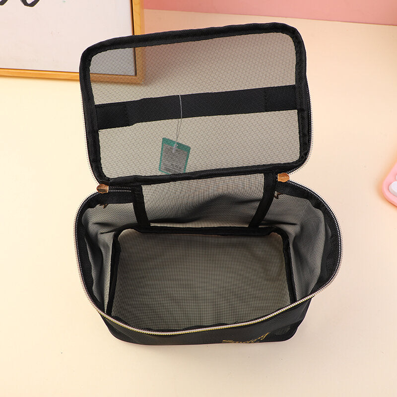 Borsa cosmetica in tessuto a rete quadrata, piccola