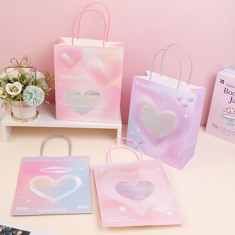 Borsa verticale in carta kraft con segnale cardiaco-L