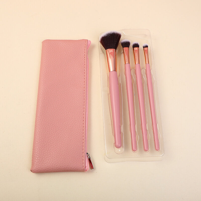 Set combinato di pennelli per trucco con custodia: 4 pezzi