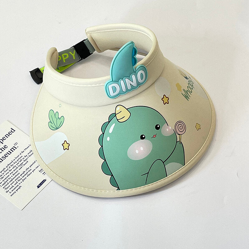 Cappello a visiera per bambini con dinosauro, beige