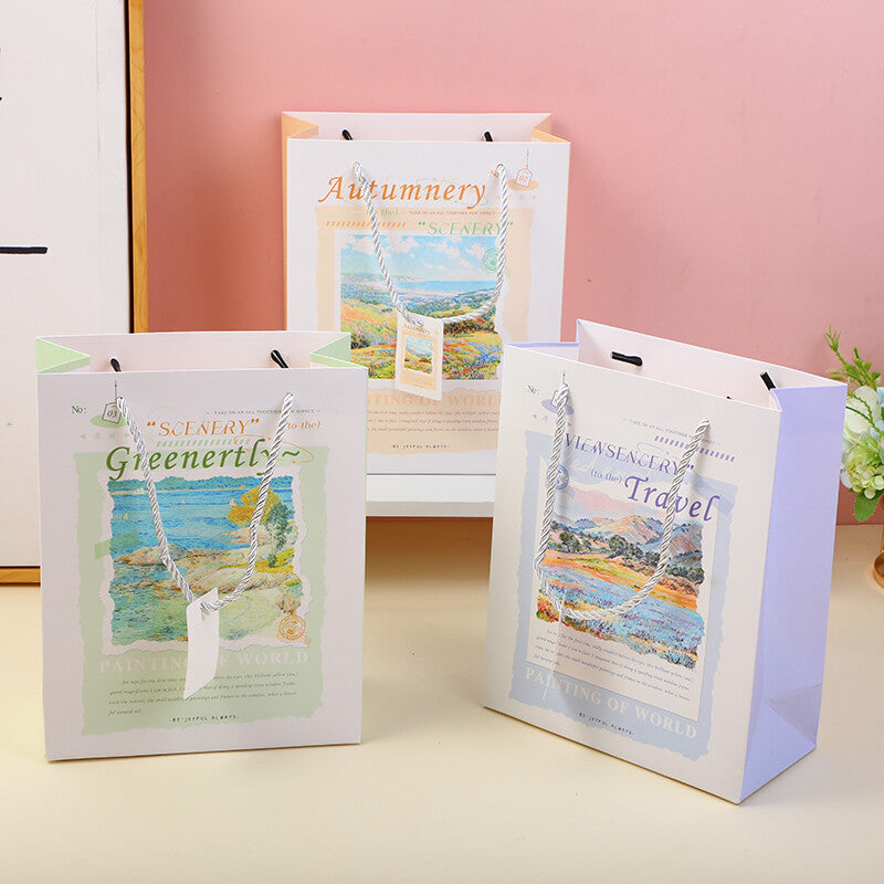 Borsa regalo verticale mondo dipinto a olio-M