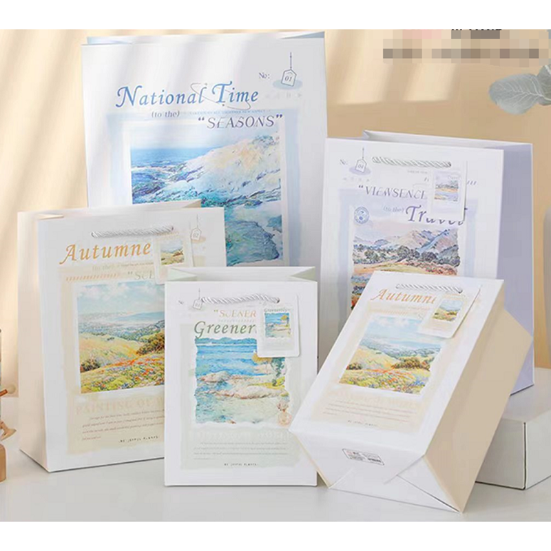 Borsa regalo verticale mondo dipinto a olio-L