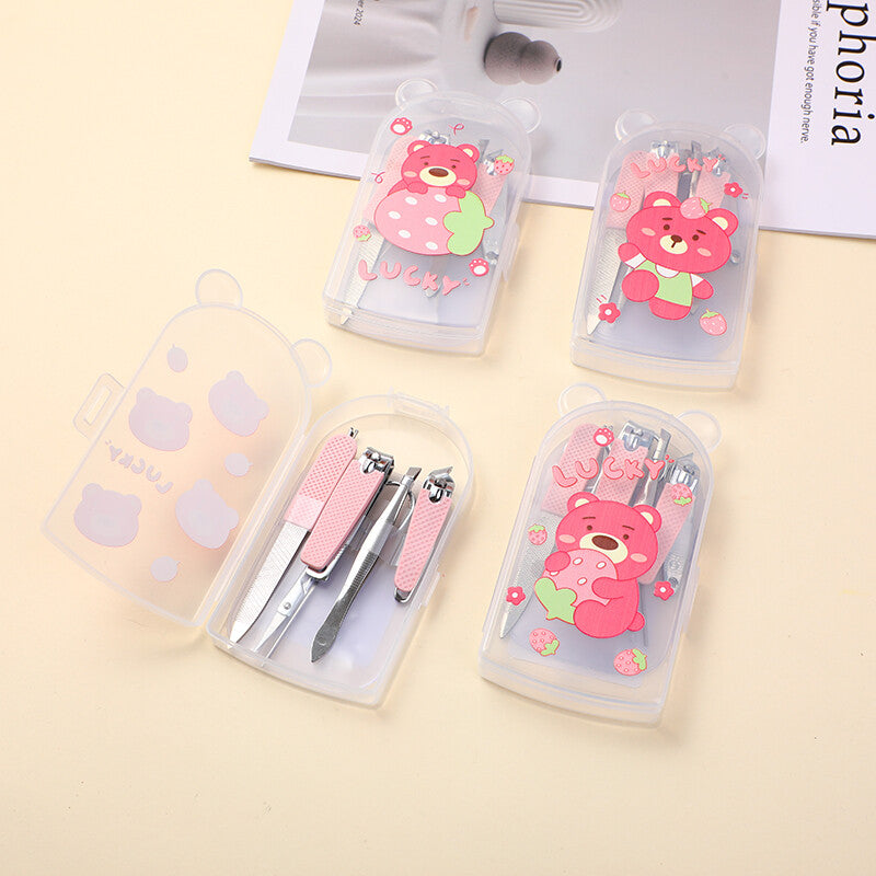 Set per manicure in silicone da sette pezzi della serie Strawberry bear