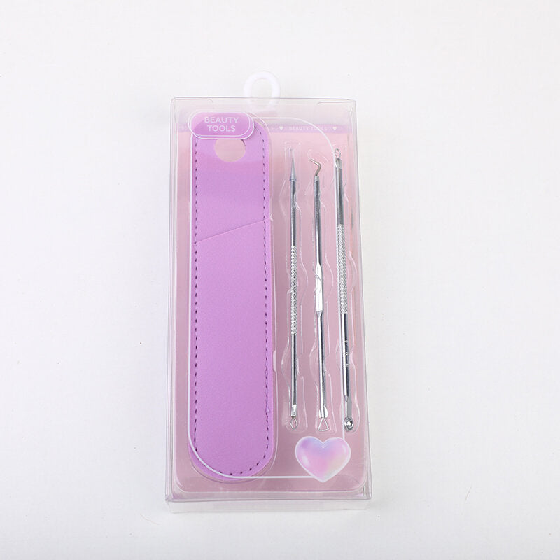 Ago per acne viola cristallo 3 pezzi (inclusa custodia)
