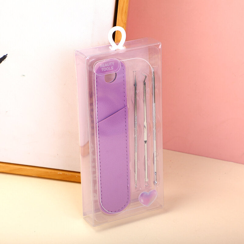 Ago per acne viola cristallo 3 pezzi (inclusa custodia)