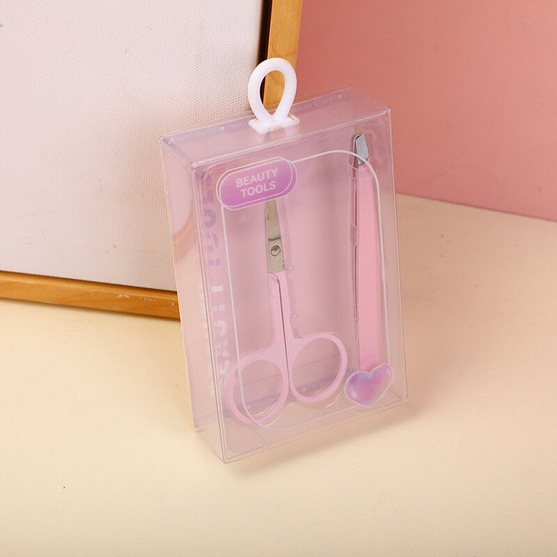 Set combinato di strumenti per sopracciglia serie Crystal Purple (pinzette e forbici per sopracciglia)