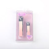 Set di 2 tagliaunghie serie Crystal Purple (grande e piccolo con estremità piatta) - rosa