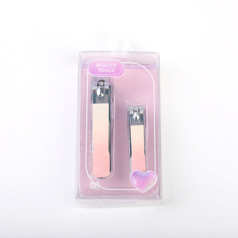 Set di 2 tagliaunghie serie Crystal Purple (grande e piccolo con estremità piatta) - rosa