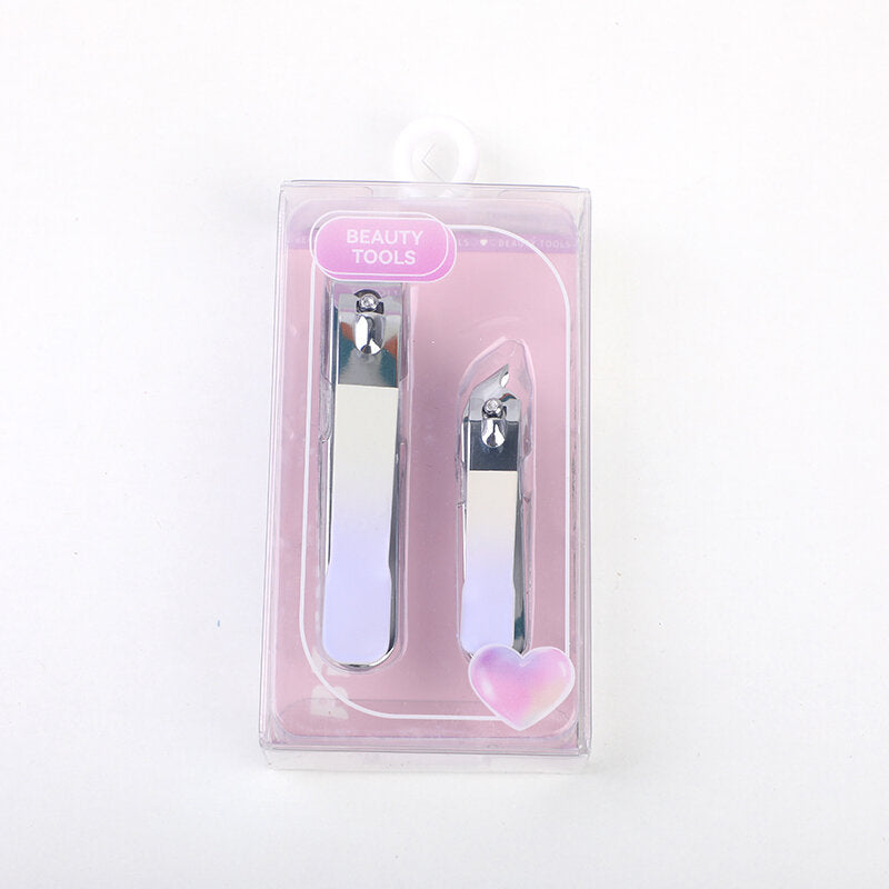 Set di 2 tagliaunghie serie Crystal Purple (grande con estremità piatta e piccolo con estremità smussata) - viola