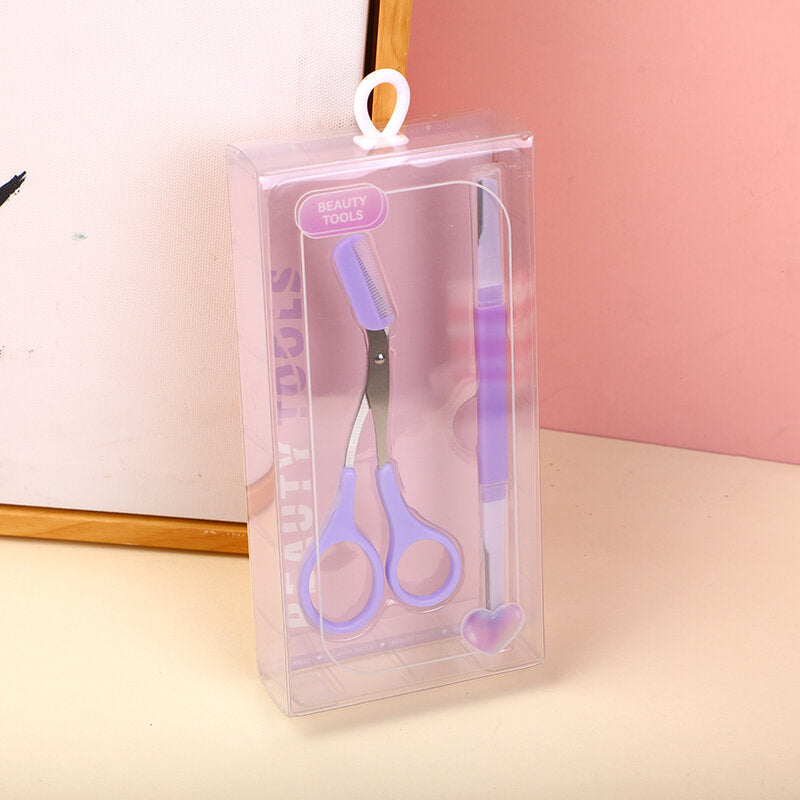 Set combinato forbici e rifinitore per sopracciglia Crystal Purple Series-2 pezzi