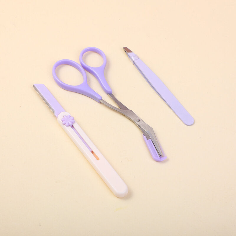 Strumenti multifunzionali per sopracciglia serie Crystal Purple, set da 3 pezzi (inclusa custodia)