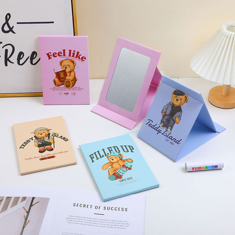 Specchio di carta pieghevole con orso sportivo della serie TEDDY ISLAND-1Pz