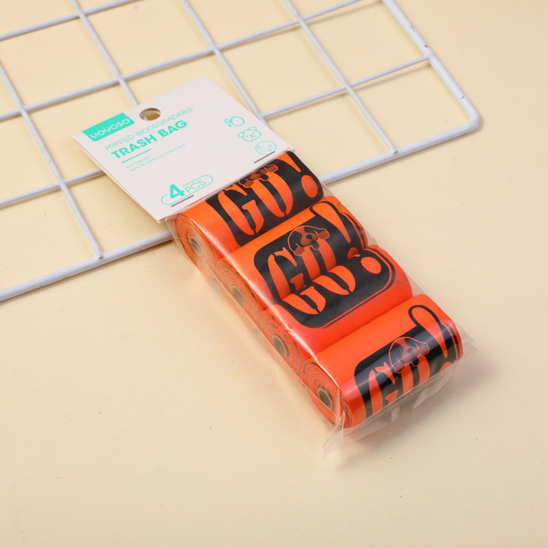 Sacchetto per la spazzatura biodegradabile stampato 4 pezzi-arancione