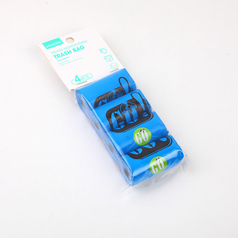 Sacchetto per la spazzatura biodegradabile stampato 4 pezzi-blu