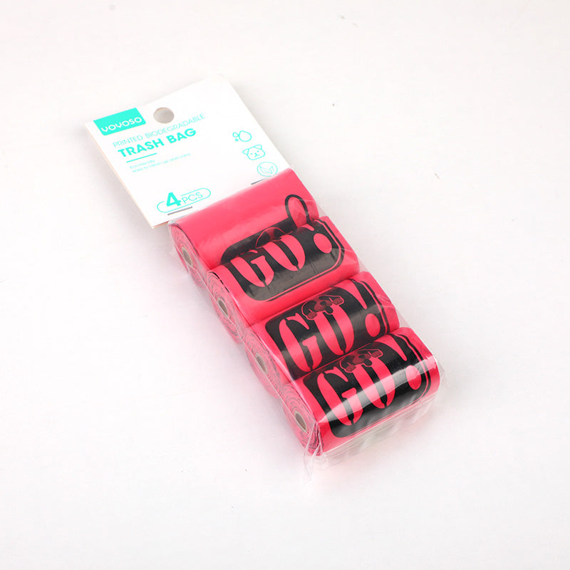 Sacchetto della spazzatura biodegradabile stampato 4 pezzi-rosso rosa