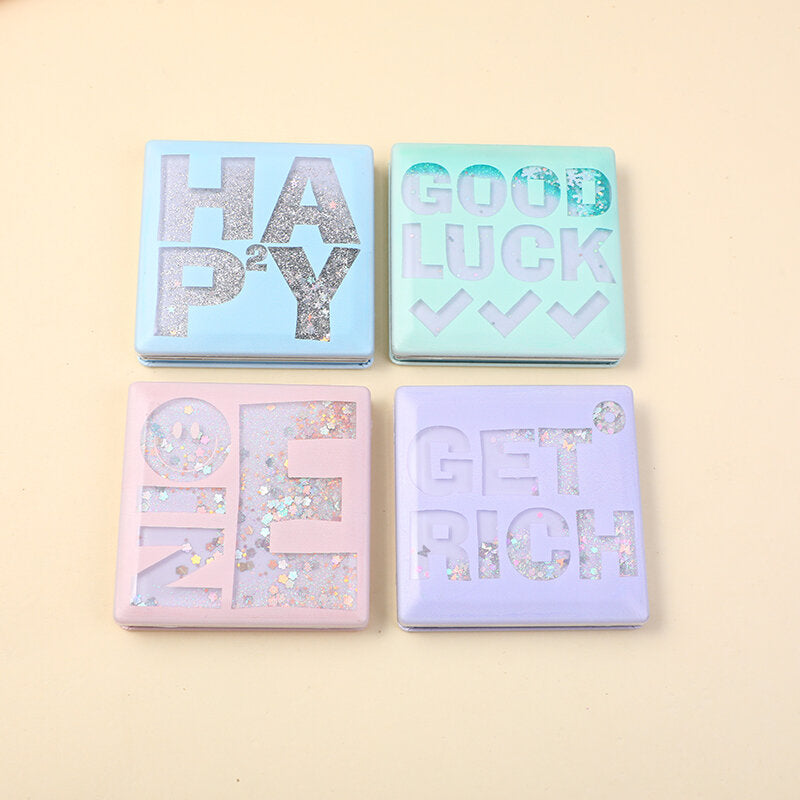 Specchio alla moda quadrato con lettere fortunate-1Pz