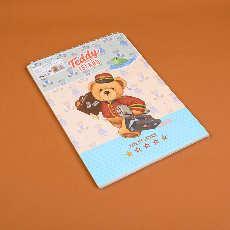 Quaderno da disegno della serie TEDDY ISLAND, pagine interne bianche A4, 40 fogli