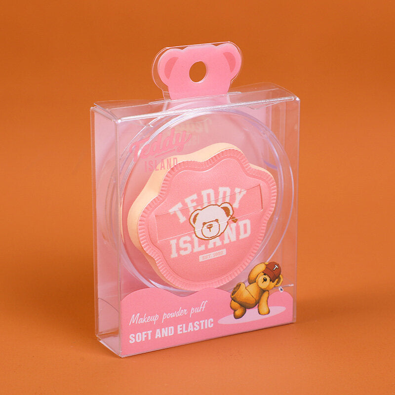 Simpatico piumino da cipria di zucchero filato con artigli della serie TEDDY ISLAND (con scatola portaoggetti)-rosa