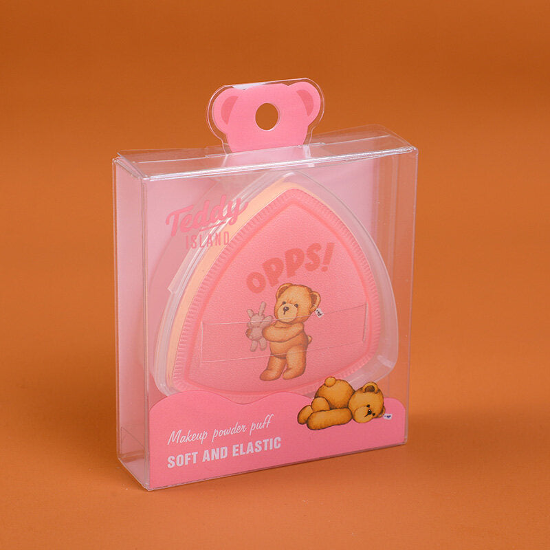 Piumino da cipria serie TEDDY ISLAND allo zucchero filato (con scatola portaoggetti)-rosa