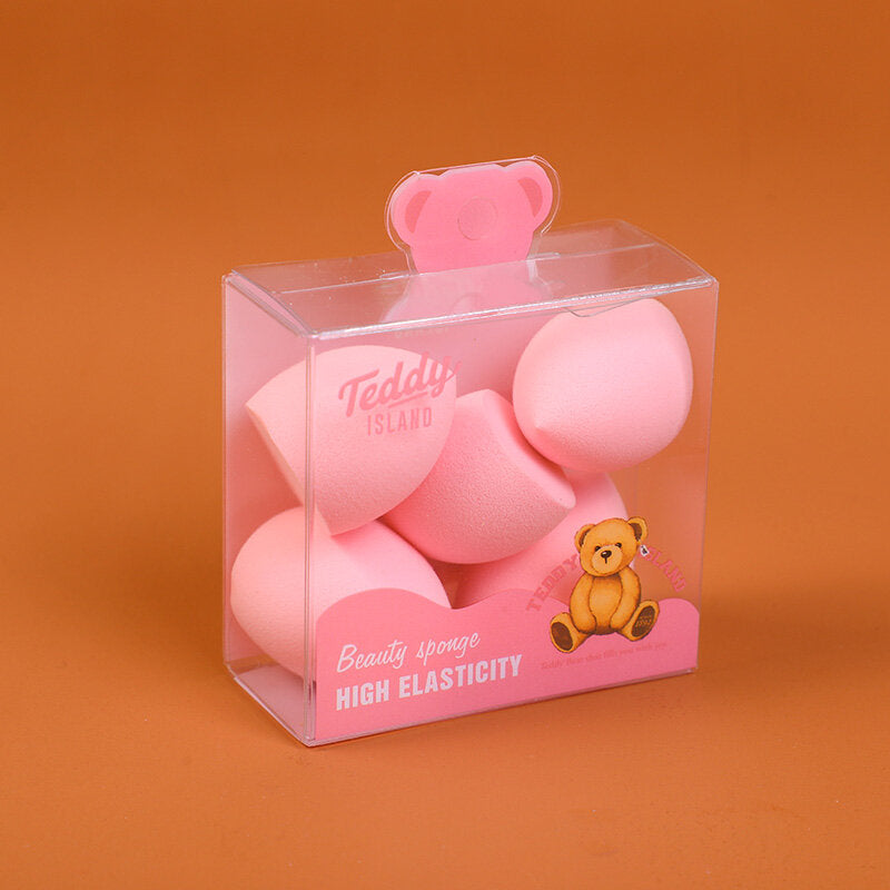 Serie TEDDY ISLAND spugna per il trucco carina 5 pezzi-rosa