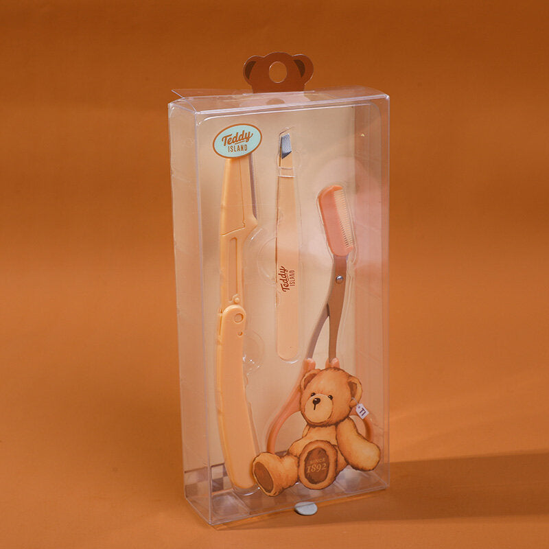 Set di strumenti per sopracciglia serie TEDDY ISLAND (rifinitore per sopracciglia+forbici+pinzetta)