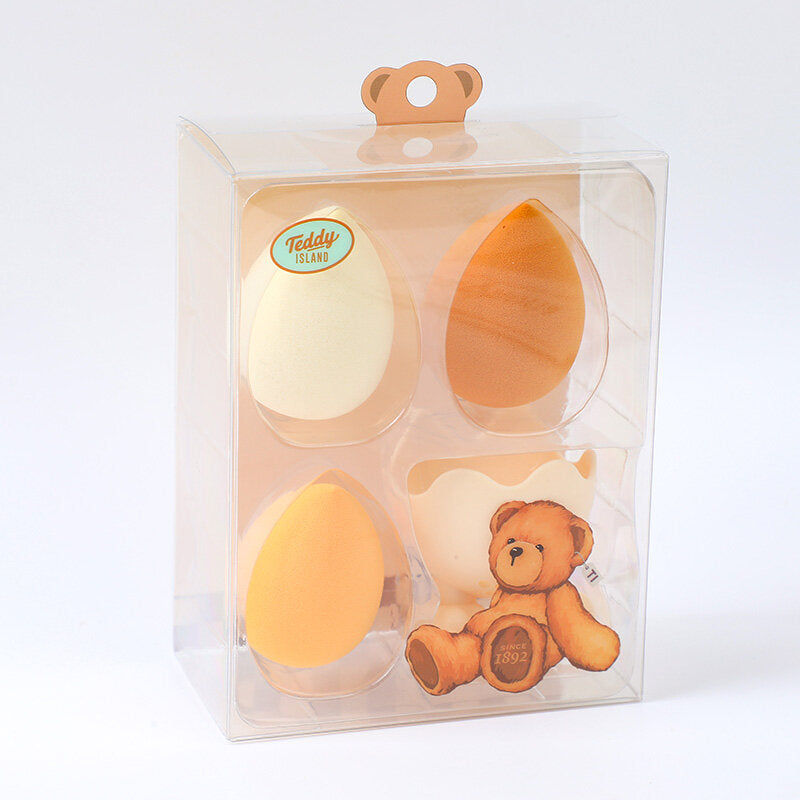 TEDDY ISLAND serie beauty makeup sponge set da 3 pezzi (con porta spugna)