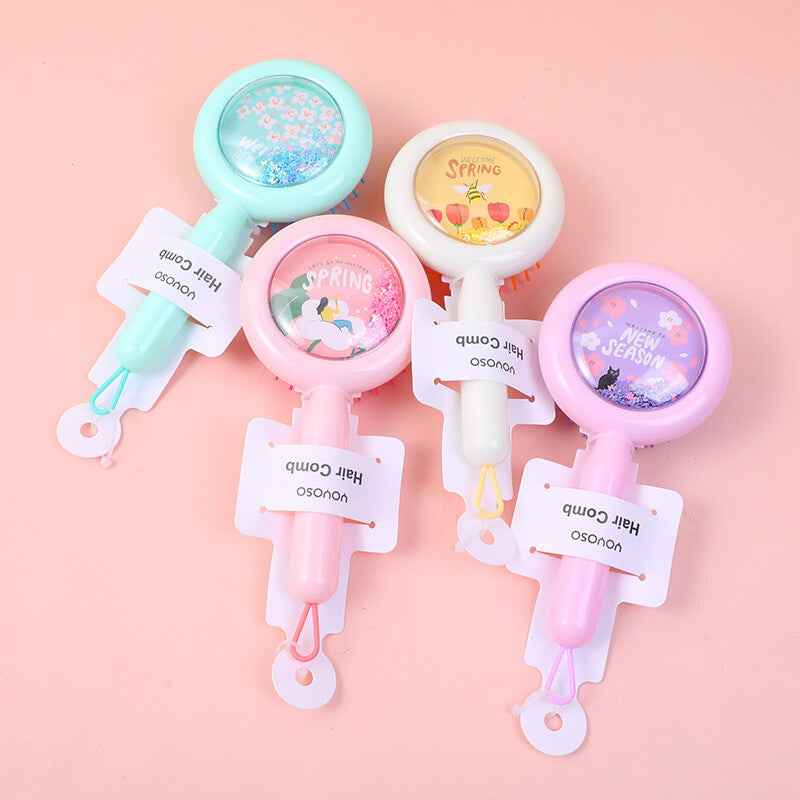 Pettine airbag con glitter a forma di fiore rotondo