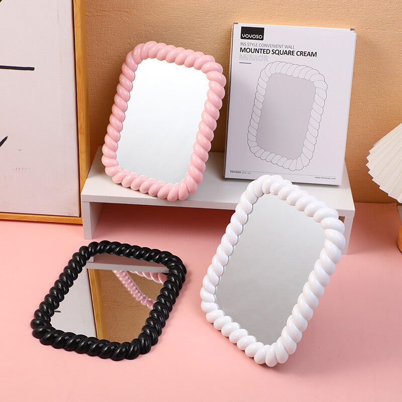 Specchio quadrato color crema da parete in stile INS