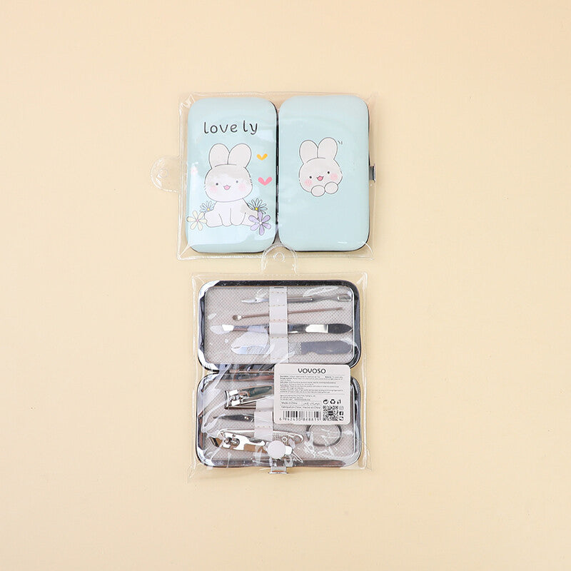 Set manicure in PU serie coniglio cartone animato-7 pezzi