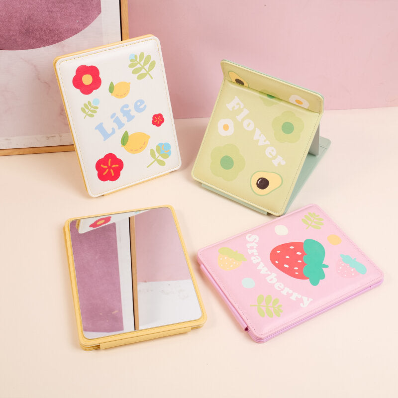 Specchio pieghevole in PU con decompressione di fiori di frutta-1Pz