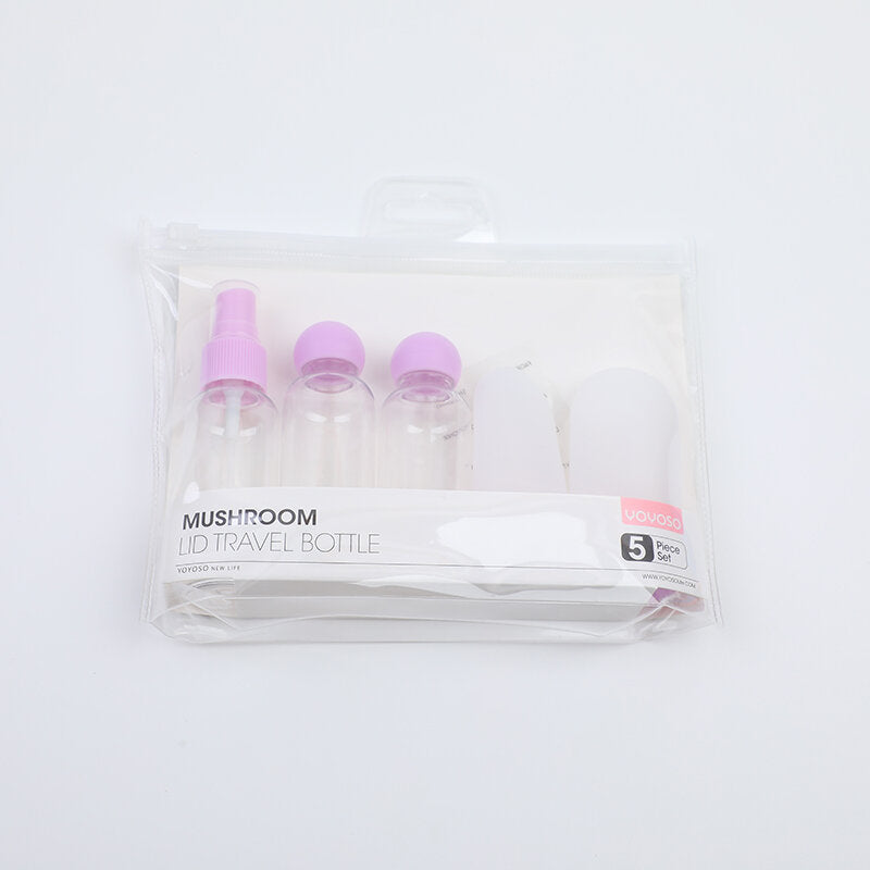 Set di bottiglie da viaggio con coperchio a fungo - 5 pezzi
