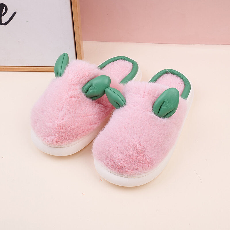 Ciabatte da donna in cotone con orecchie da coniglio carine 36-37-rosa