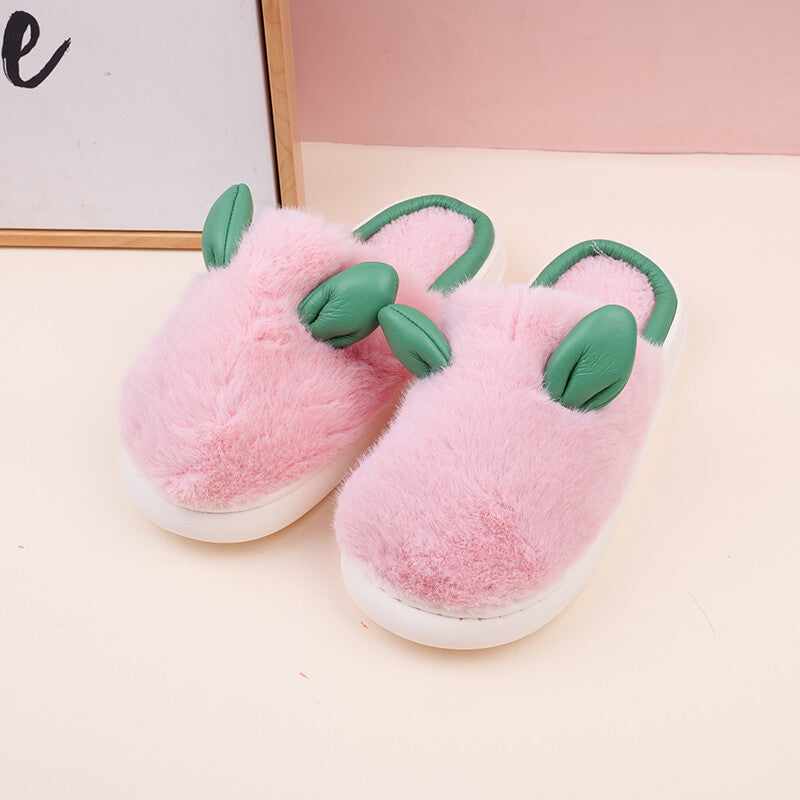 Ciabatte da donna in cotone con orecchie da coniglio carine 38-39-rosa