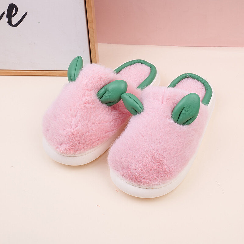 Ciabatte da donna in cotone con orecchie da coniglio carine 40-41-rosa