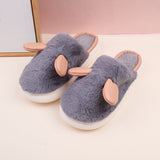 Simpatiche pantofole in cotone da uomo con orecchie di coniglio-grigio 40-41