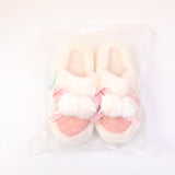 Pantofole da donna in similpelle con doppia pallina in cotone-rosa (36-37)