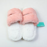 Pantofole da donna in cotone con due strisce a contrasto di colore - rosa (40-41)