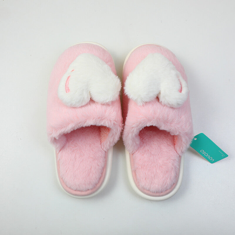 Pantofole da donna in cotone con ricamo a cuore-rosa (40-41)