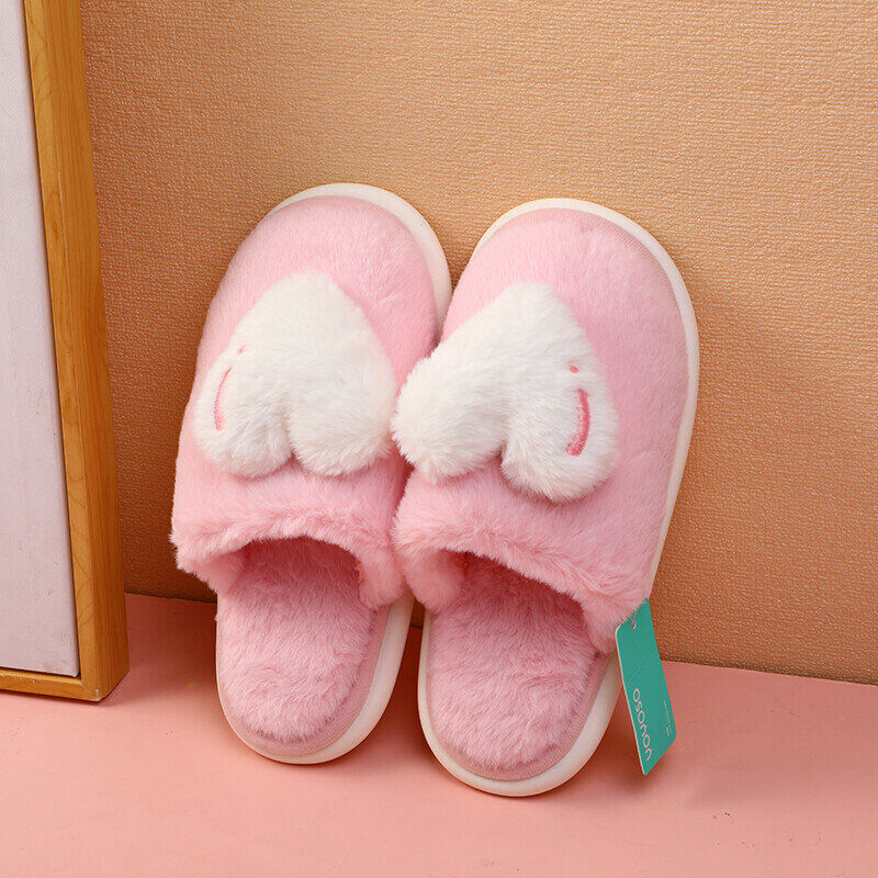 Pantofole da donna in cotone con ricamo a cuore-rosa (40-41)