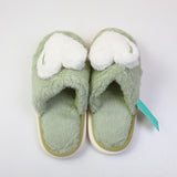 Pantofole da donna in cotone con ricamo a cuore-verde (38-39)