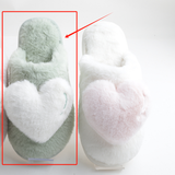 Pantofole da donna in cotone con ricamo a cuore-verde (40-41)